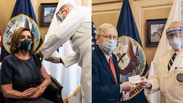 Nancy Pelosi and Mitch McConnel Receive COVID-19 Vaccines